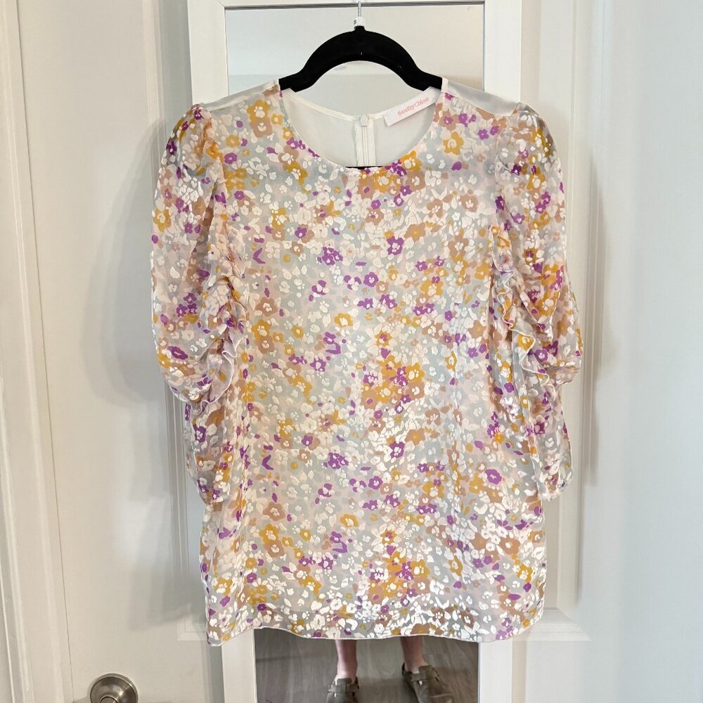 See By Chloé Silk Floral Blouse Size 40 Multicolor Grey Portugal